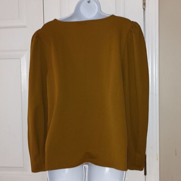 Ann Taylor Factory  mustard brown long sleeve blouse  Sz XL  NWT - Picture 3 of 5